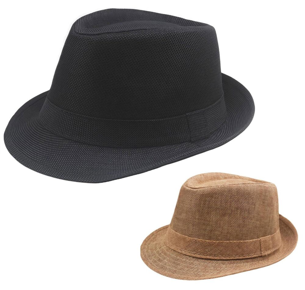 3877 2PCS Classic Fedora Hat US, Alpha, Large, X-Large, Black/Khaki